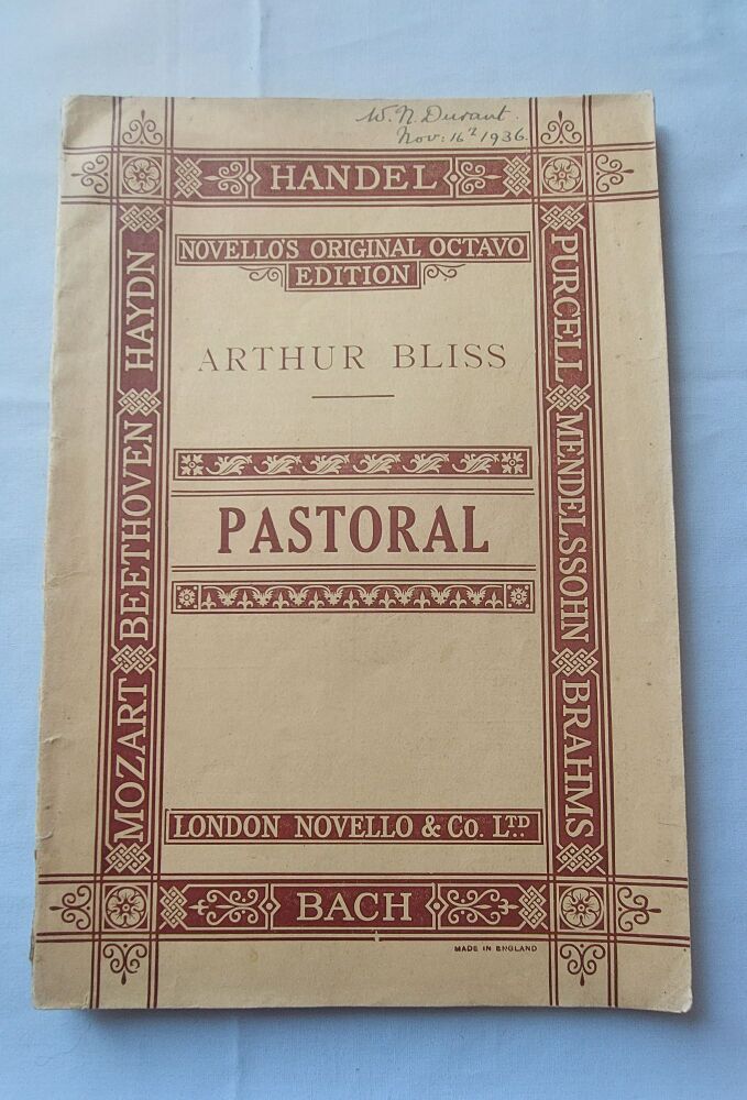 Arthur Bliss-Strewn The White Flocks Pastoral-1930s Novello Original Octavo Edition Signed Copy