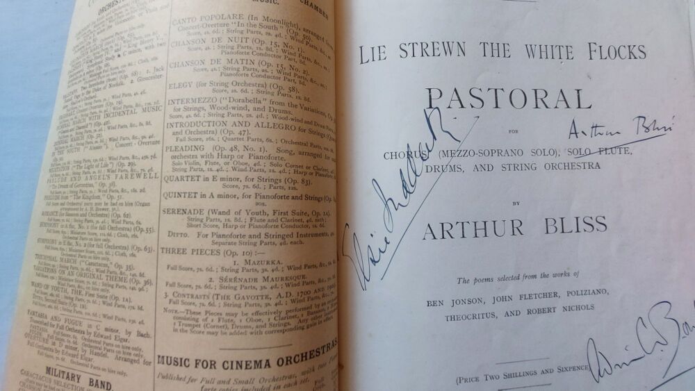 Arthur Bliss-Strewn The White Flocks Pastoral-1930s Novello Original Octavo Edition Signed Copy