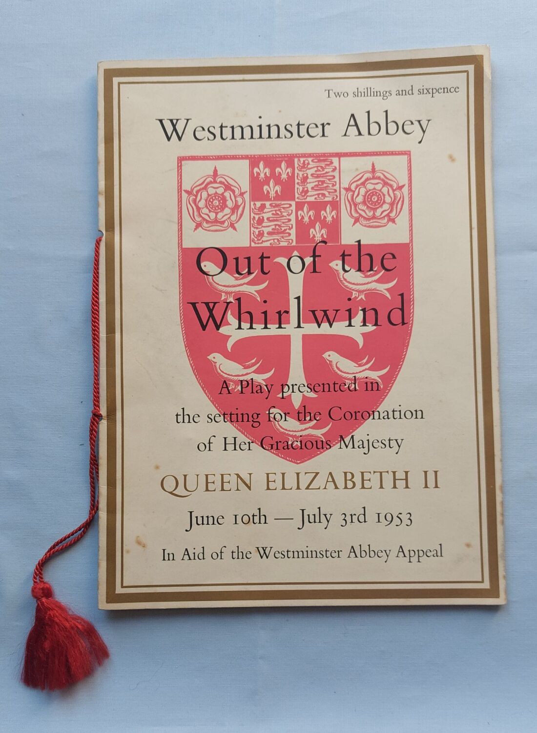 Out of the Whirlwind By Christopher Hassall-1953 Programme-Westminster Cath