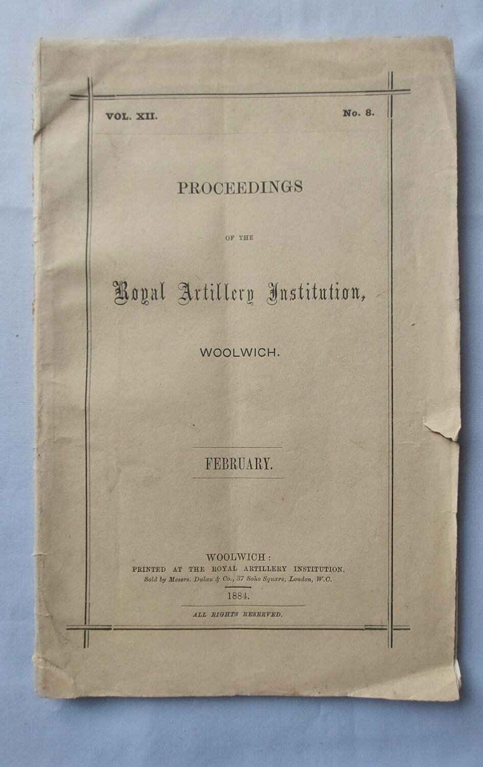 The Royal Artillery Institution Woolwich 1884 - Proceedings February 1884, 