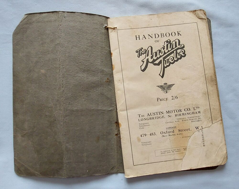 Austin Twelve Car Owners Handbook - Publication 577C - January 1928 Edition