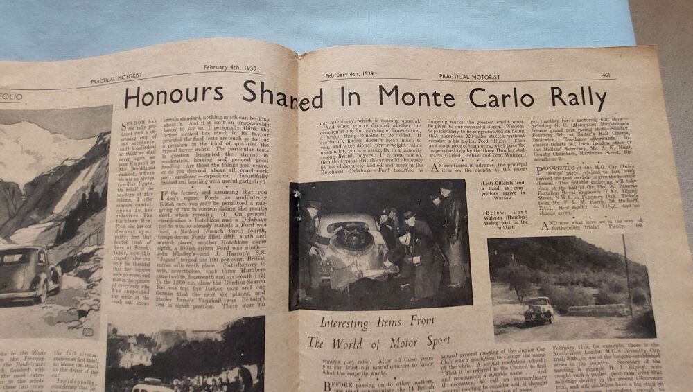 Practical Motorist Magazine - Vol 10, No 248 - February 4 1939 - Monte Carlo Rally