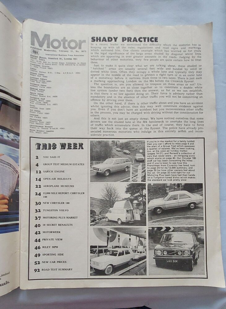 Motor Magazine - No 3672 - Week Ending February 24 1973