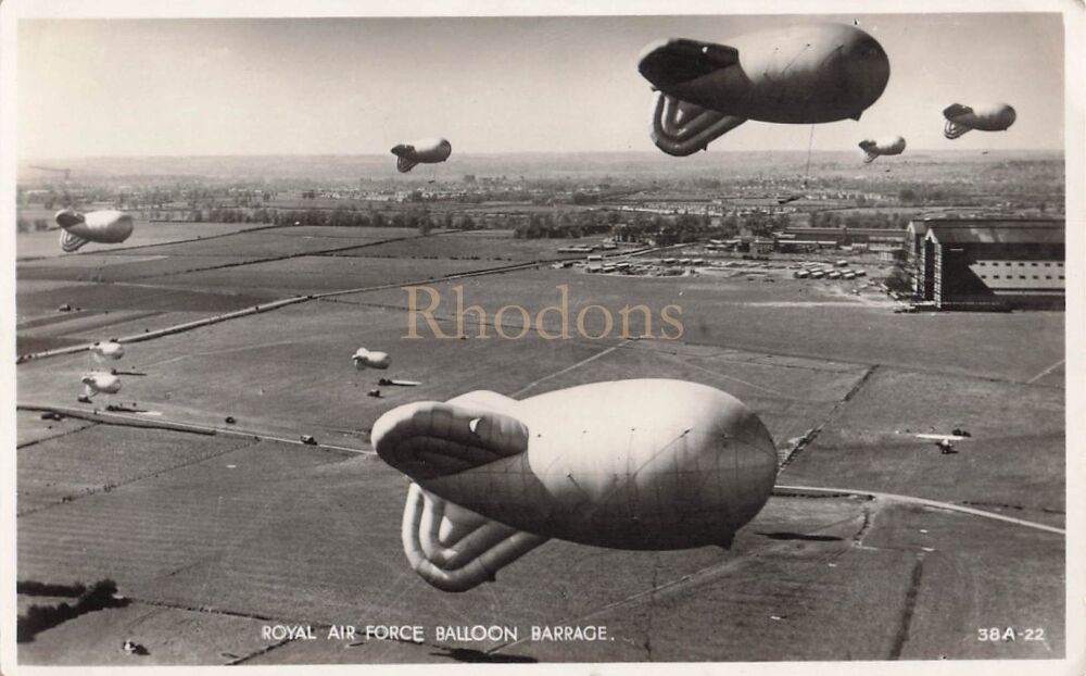 Royal Air Force WWII Barrage Balloons- Valentines Real Photo Postcard