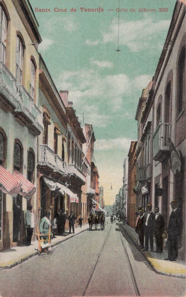 Tenerife - Santa Cruz de Tenerife - Calle de Alfonso X111 - Early 1900s Postcard