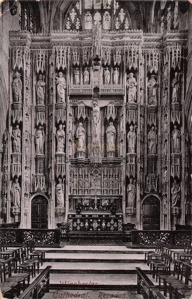 Winchester Cathedral Reredos Postcard - Winchester Postmark For September 1905