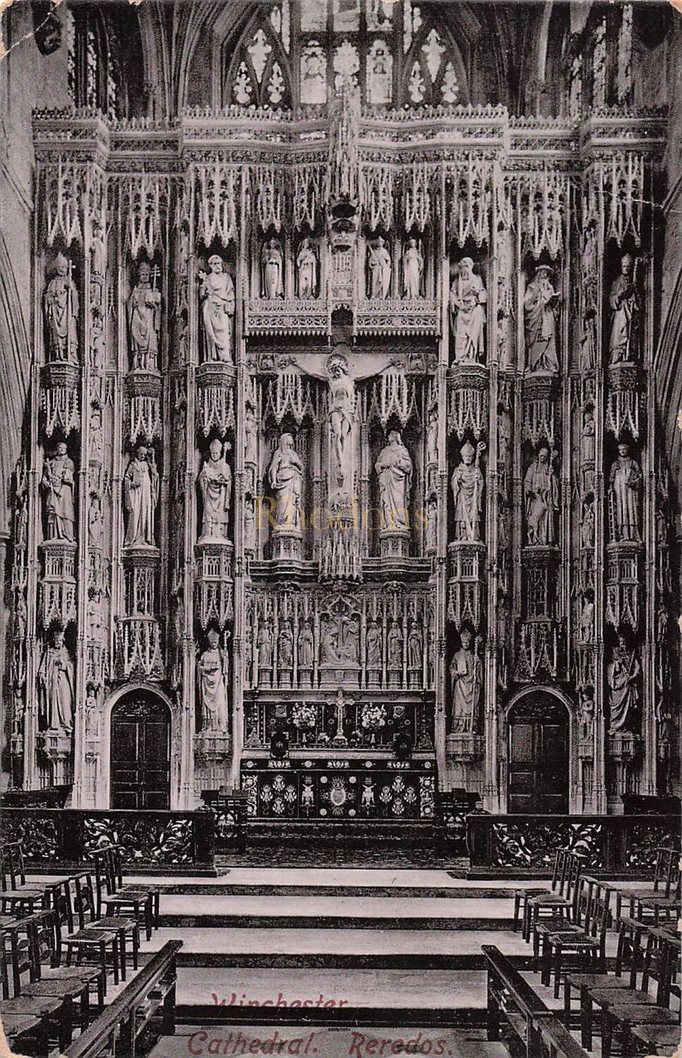 Winchester Cathedral Reredos Postcard - Winchester Postmark September 1905