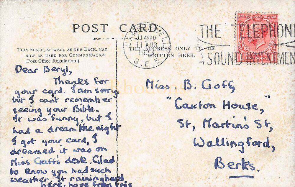 The Old Inn at Speldhurst, Kent - Mockford Series 30 Postcard - Sent To Miss B GOFF, Wallingford 1933