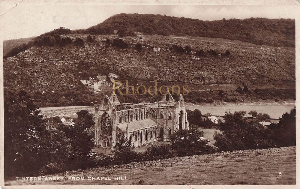 Tintern Abbey from Chapel Hill - 1930s Real Photo Postcard