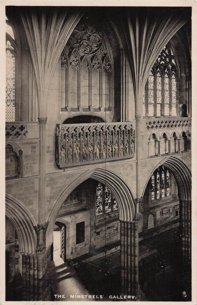 Exeter Cathedral, Devon - The Minstrels Gallery - 1930s Raphael Tuck Real Photo Postcard