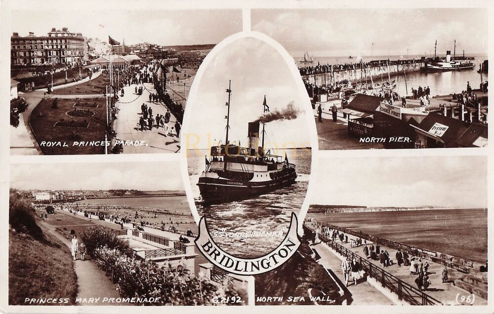 Bridlington Yorkshire - 1930s Valentines RP Multiview Postcard | Miss H & N MARSHALL, Lincoln, 1938