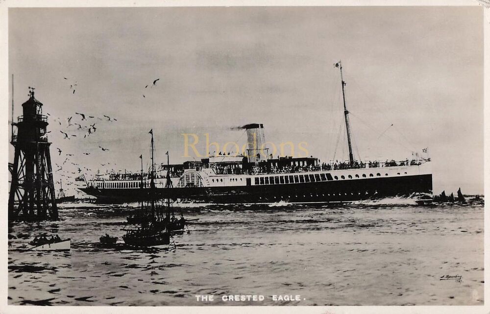 Crested Eagle Pleasure Steamer - 1930s Tucks Real Photo Postcard | Sent To Miss H MARSHALL Lincoln 1937