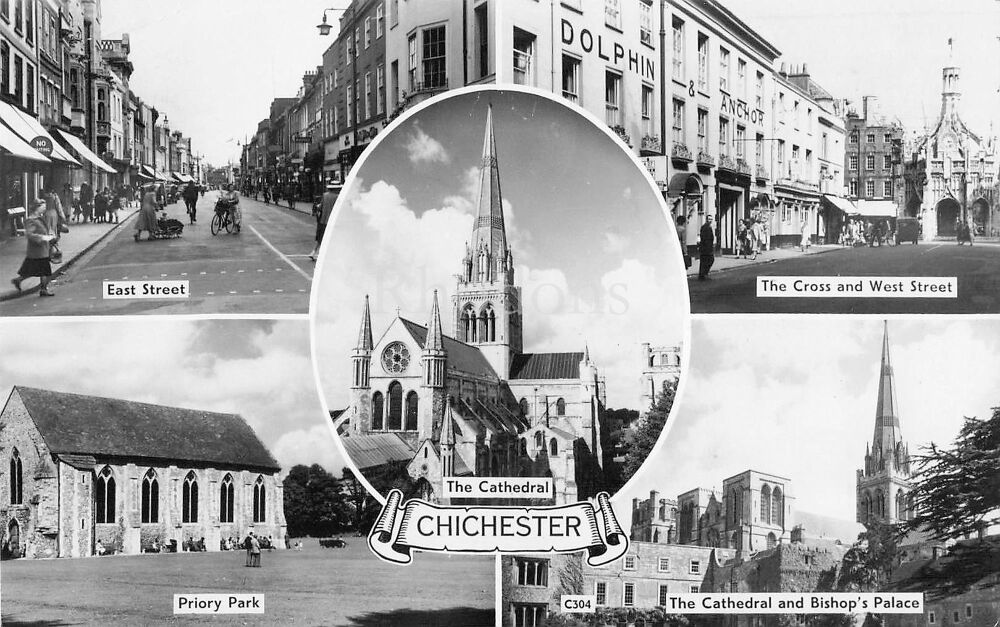 Chichester Hampshire - 1960s Multiview Real Photo Postcard | Mrs R RUTTER, 