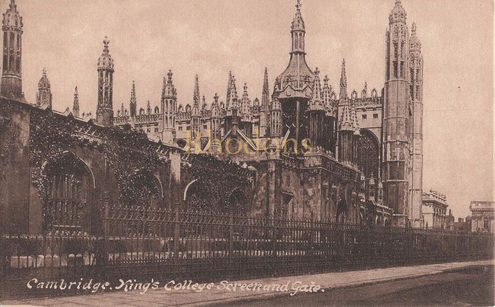 Kings College Cambridge-Screen and Gate-Early 1900s Friths Series Postcard