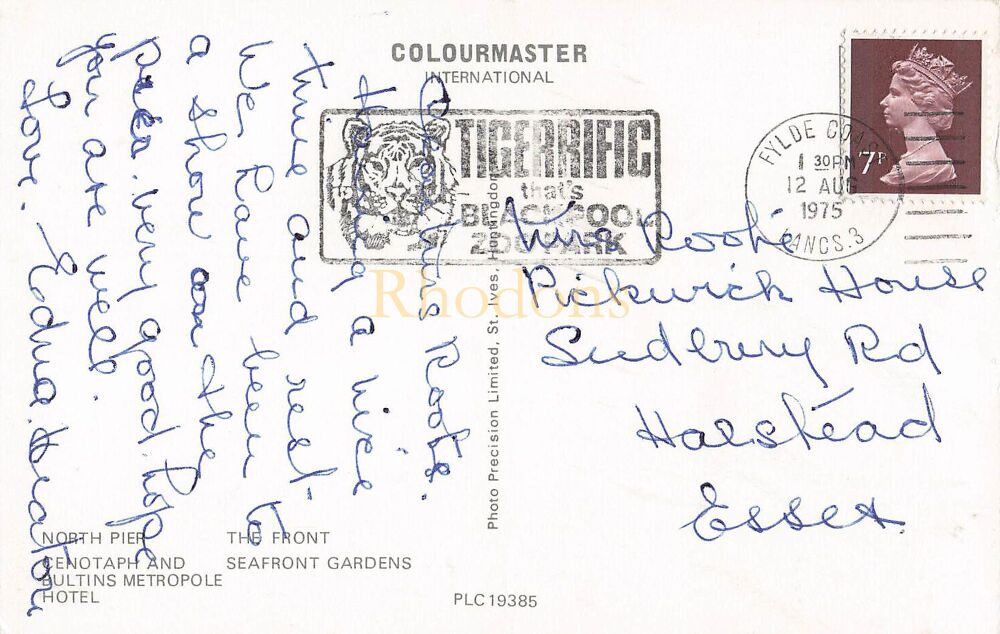 Blackpool Lancashire-1970s Multiview Postcard-1975 'Tigerrific Blackpool Zoo Park' Postmark
