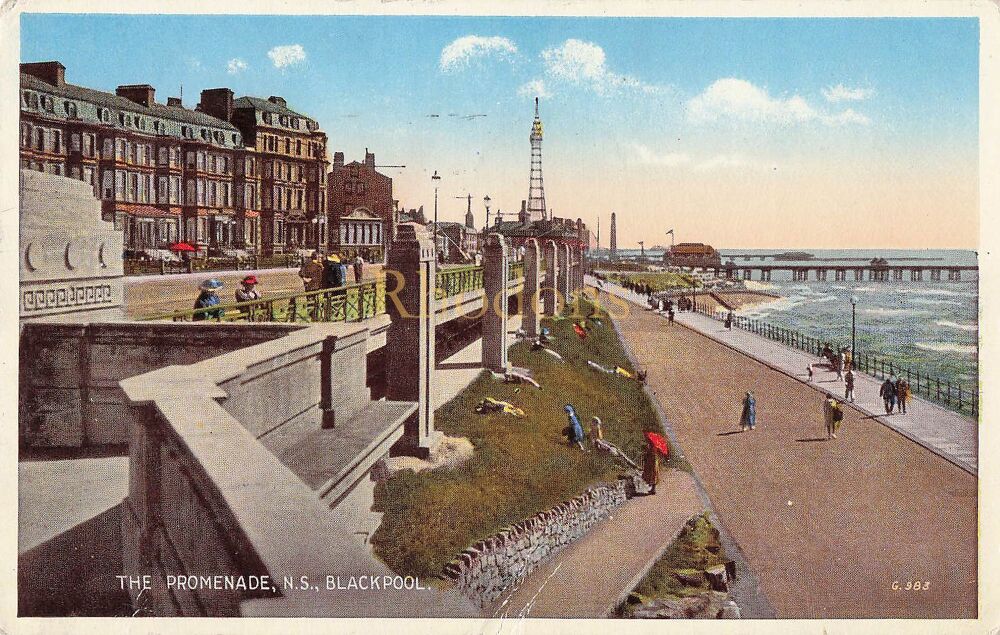 Genealogy Research Postcard- Mrs E HODGSON Penrith July 1951 | The Promenade NS Blackpool