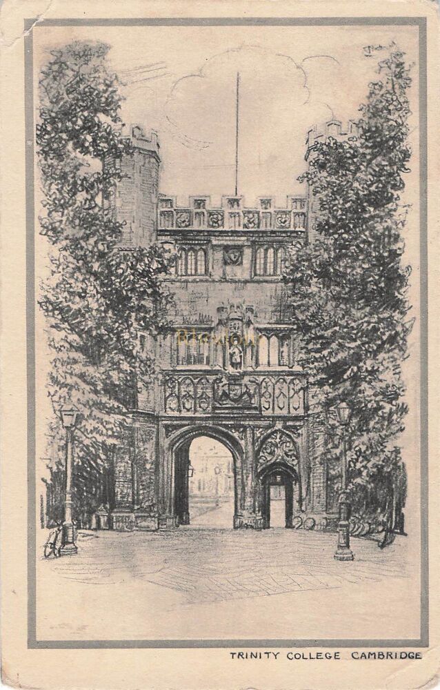 Trinity College Cambridge Early 1900s Photochrom Pencilette Series Art Postcard