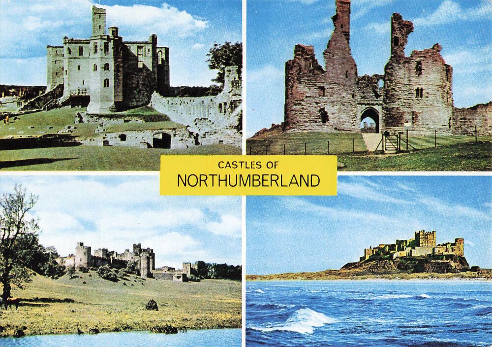 Castles of Northumberland -J Arthur Dixon Multiview Postcard