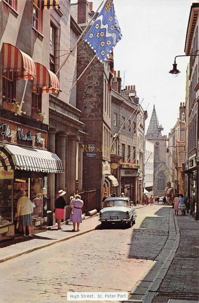 High Street St Peter Port Guernsey C I  - 1960s Colour Photo Postcard