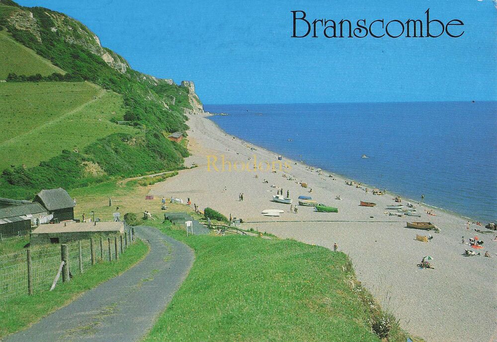 The Beach and Castle Rock Branscombe Devon - Salmon Postcard