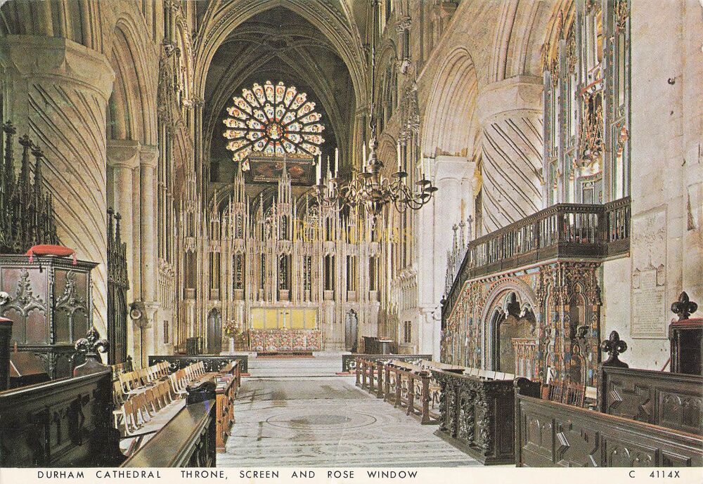 Durham Cathedral-Throne, Screen and Rose Window-c1980s Judges Postcard