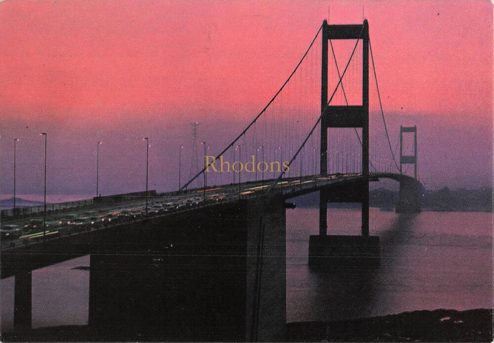 Severn Bridge-Night Fall On The Severn Bridge Harvey Barton Postcard