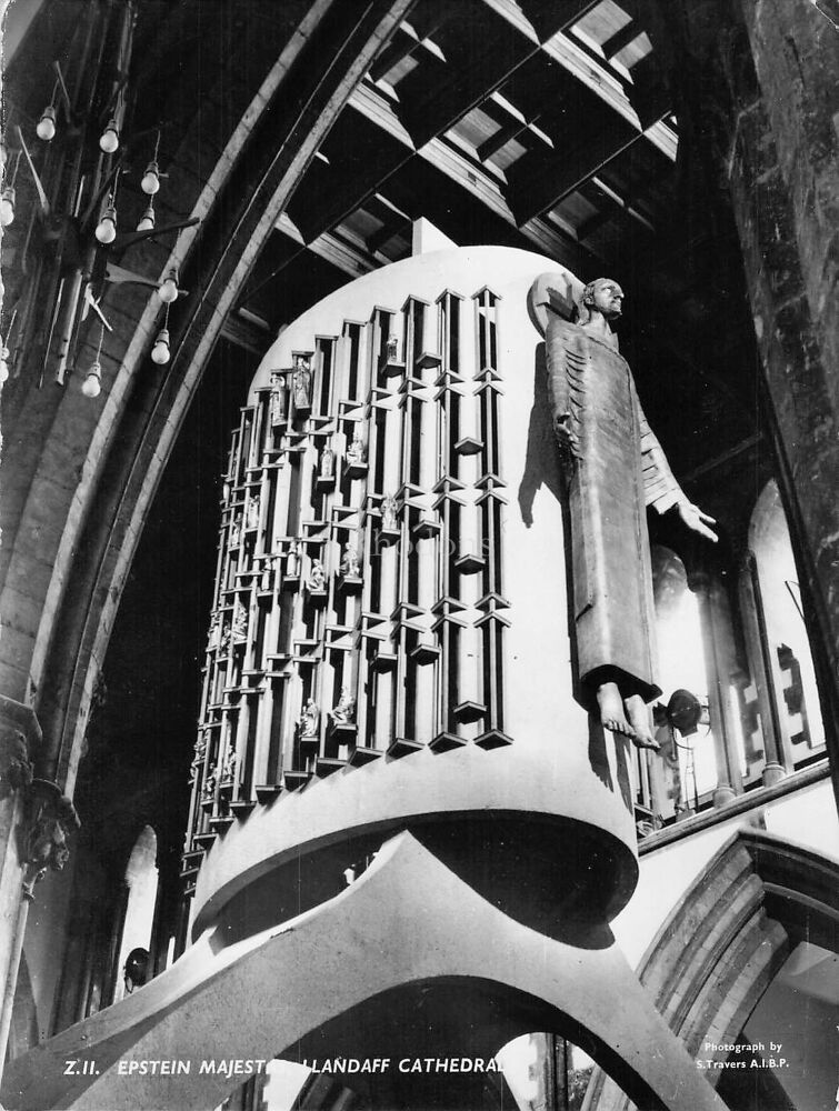 Epstein Majestas Llandaff Cathedral Wales Photo Postcard