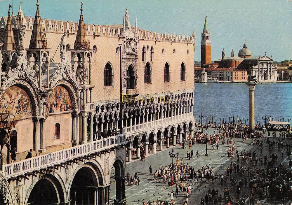 The Doges Palace and St George Island, Venice, Italy-Colour Photo Postcard