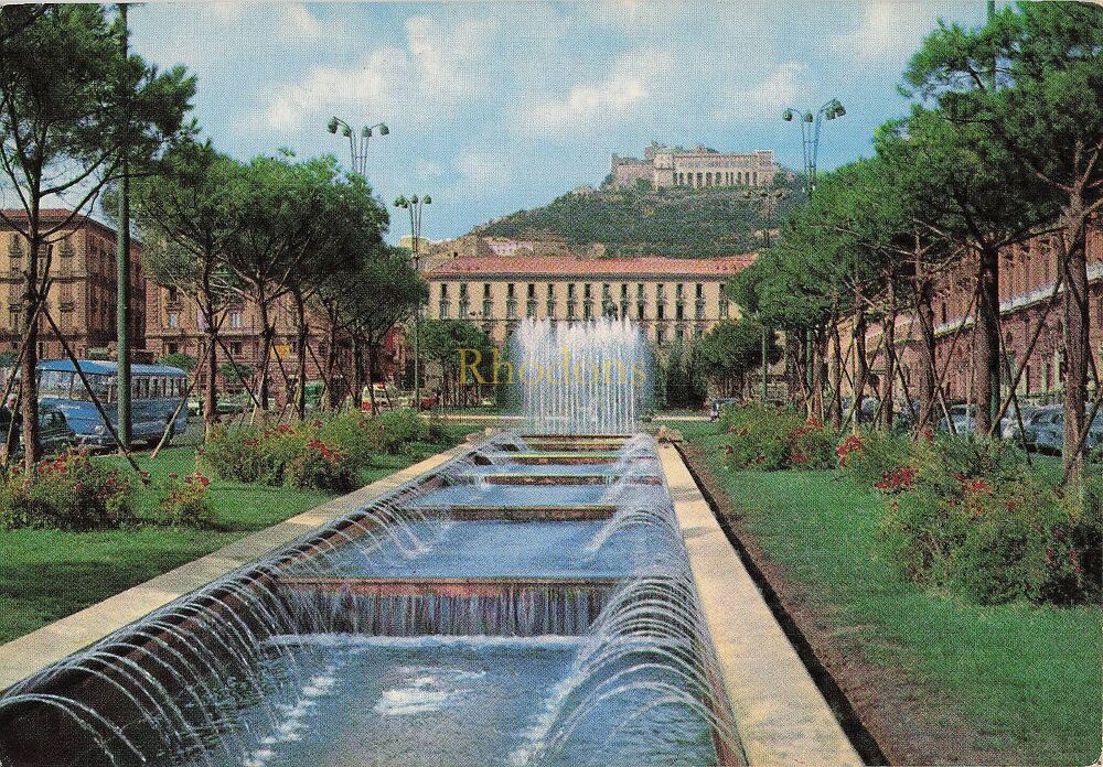 Naples, Italy - Town Hall, Square and Fountains - Colour Photo Postcard