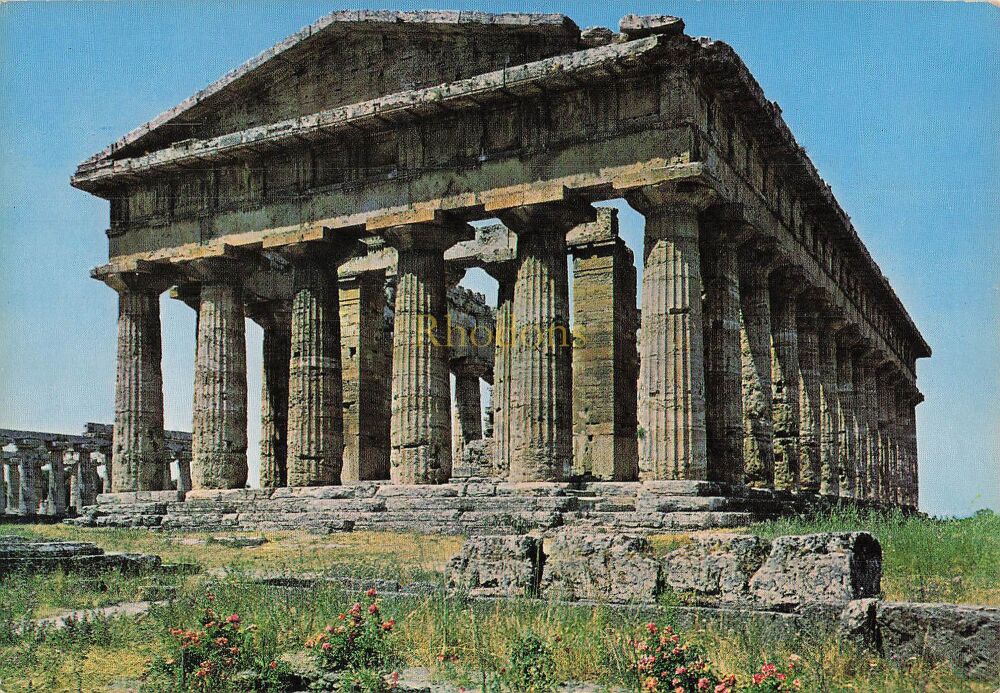 Salerno, Italy-Temple of Neptune (Paestum). Colour Photo Postcard