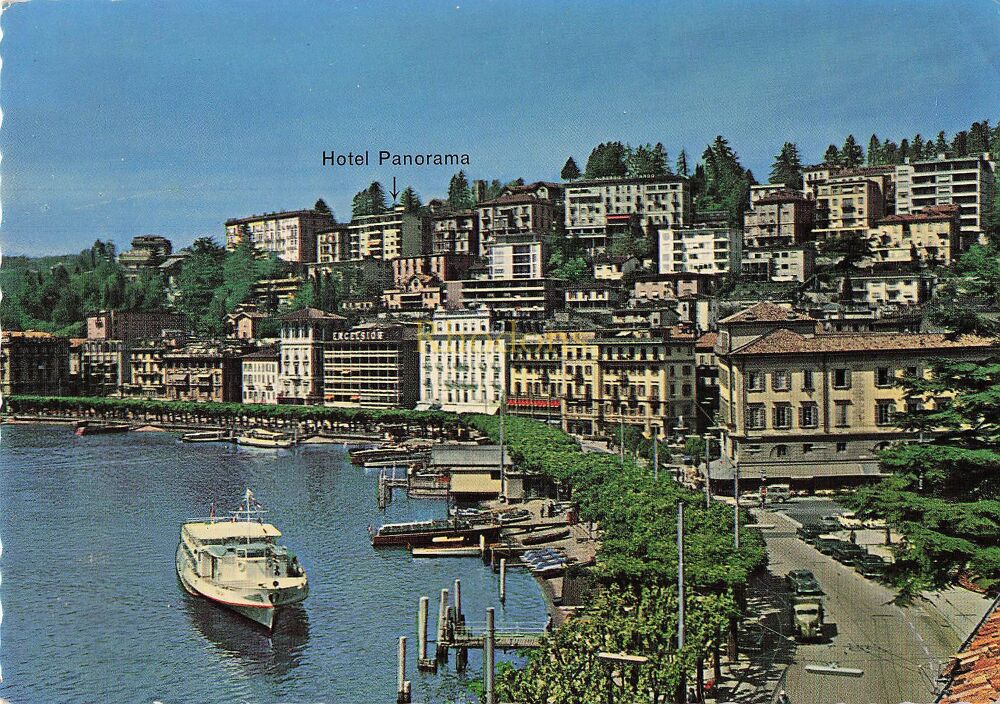 Italian Lakes - Hotel Panorama, Lugano - Colour Photo Postcard