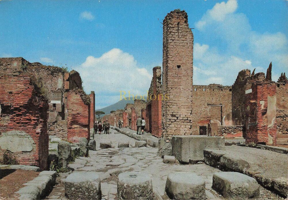 Pompei Italy-Crossroad on Stabia Street-Colour Photo Postcard