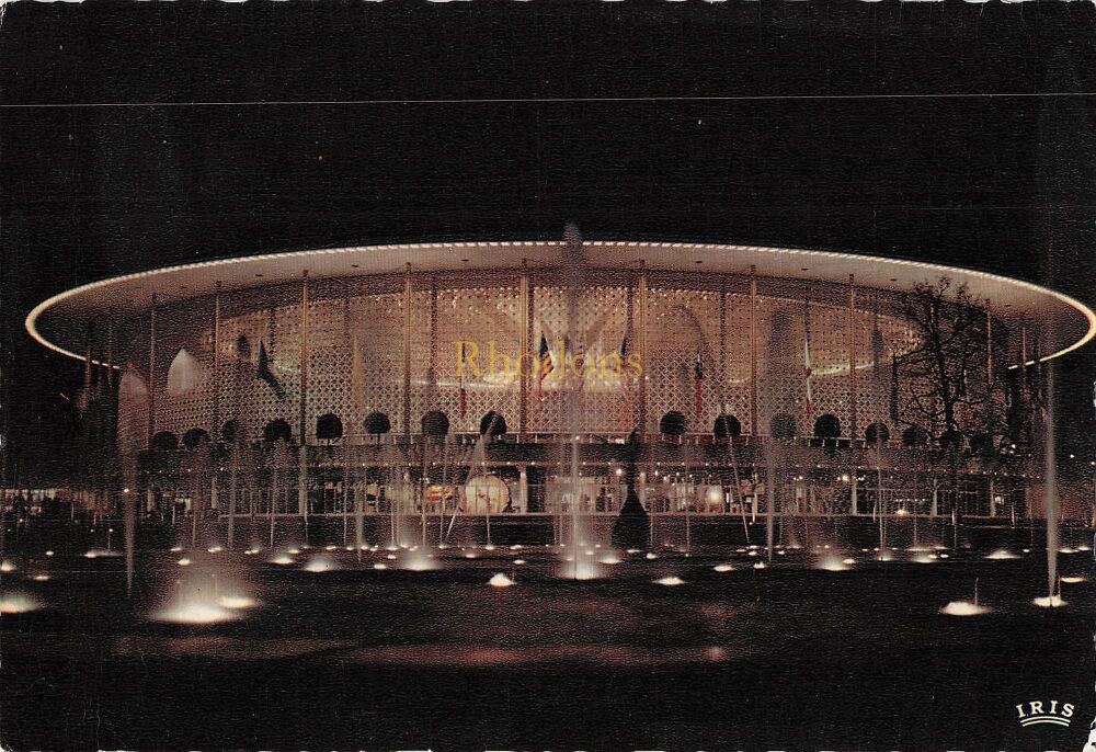 Exposition Universelle De Bruxelles 1958- Brussels Expo 58  Postcard - Night View of USA Pavilion