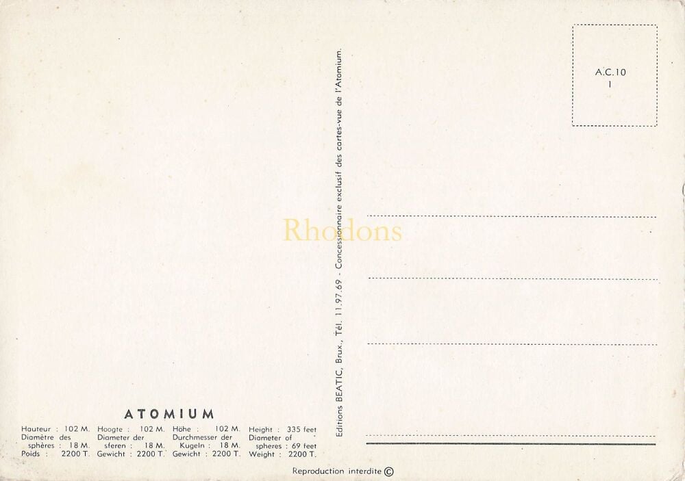 Exposition Universelle De Bruxelles 1958- Brussels Expo 58 Postcard-The Atomium