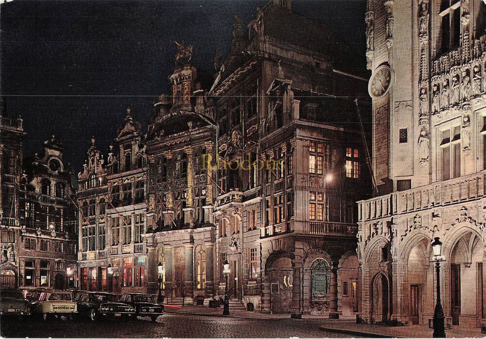 Brussels, Market Place By Night Photo Postcard