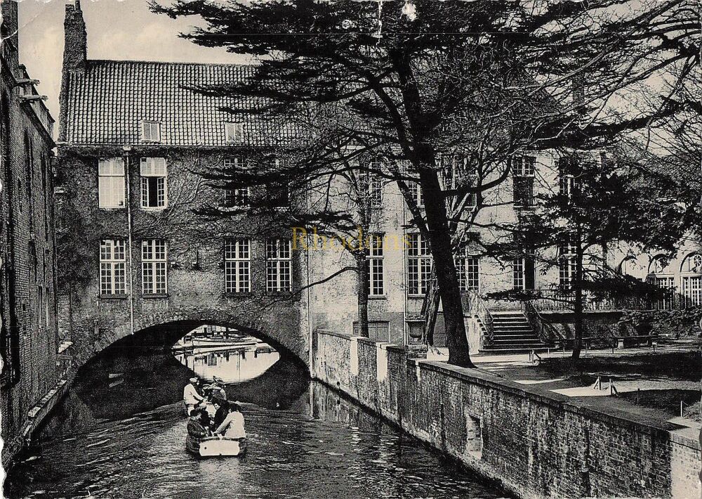 Bruges-Brugge Belgium-Alfred Ronse Park Back of the Gruuthouse-1960s Photo Postcard