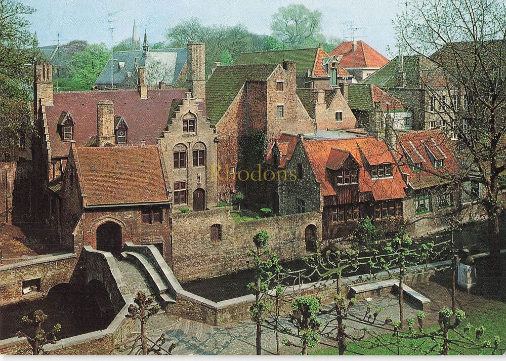 Bruges-Brugge, Garden of The Arentshouse and St Boniface Bridge-c1980s Phot