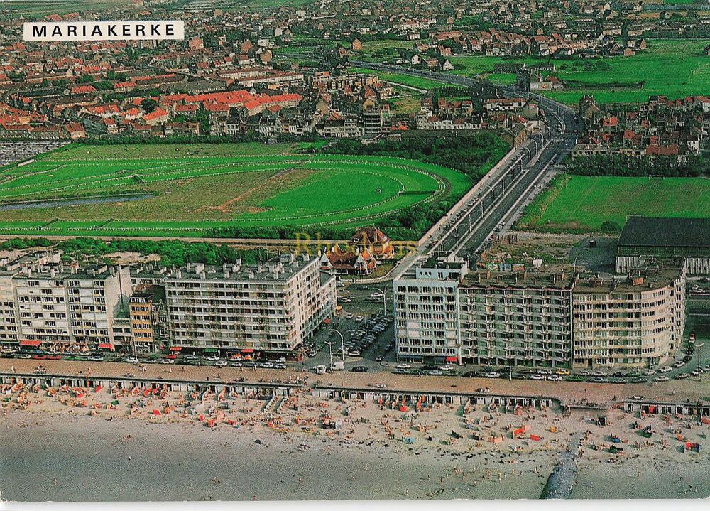 Mariakerke, Belgium- Beach and Promenade Aerial View Photo Postcard