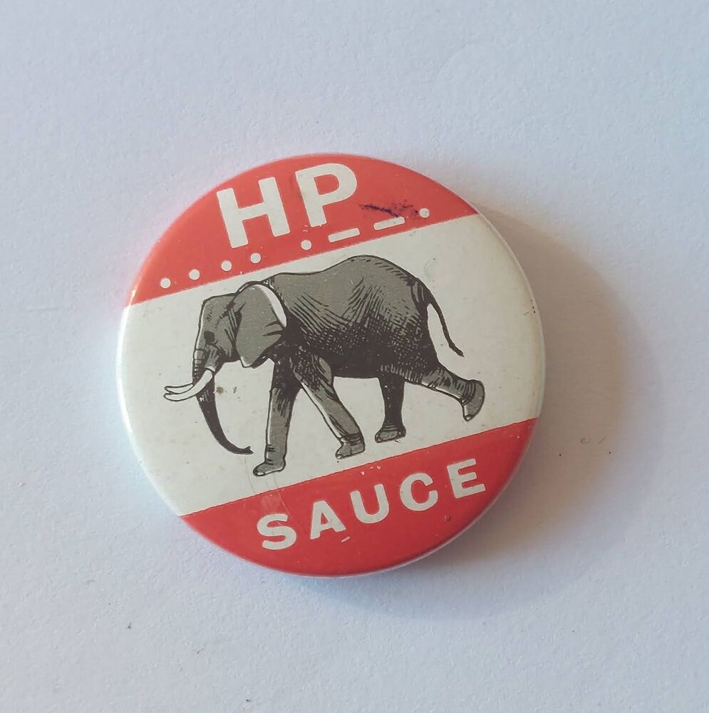 HP Sauce Advertising Button Badge-1960s Wild Animals Series-Elephant