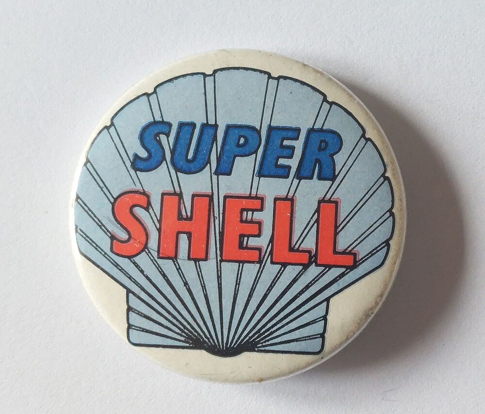 Vintage Super Shell Petrol Pin Badge-Blue Variant