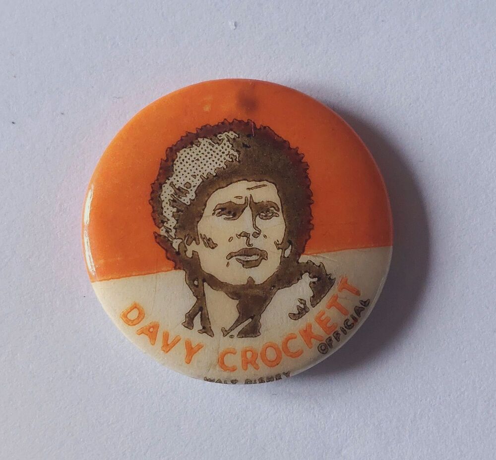 Davy Crockett - Walt Disney Official Button Badge-1950s Vintage