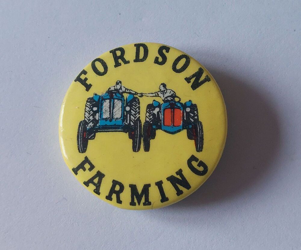 Fordson Farming-Tractors-Promotional Tin Pin Badge-c1950s Vintage