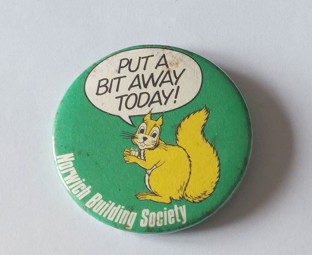 Norwich Building Society Squirrel 1970s Advertising Badge