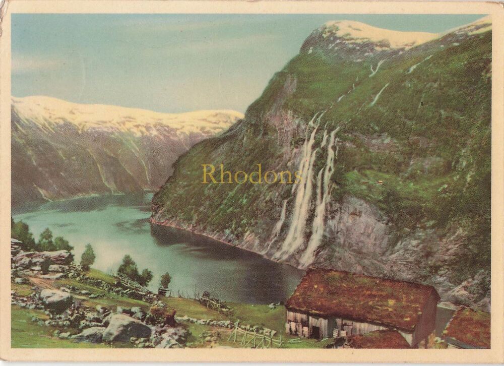 The Seven Sisters Geirangerfjord, Norway - 1950s Postcard