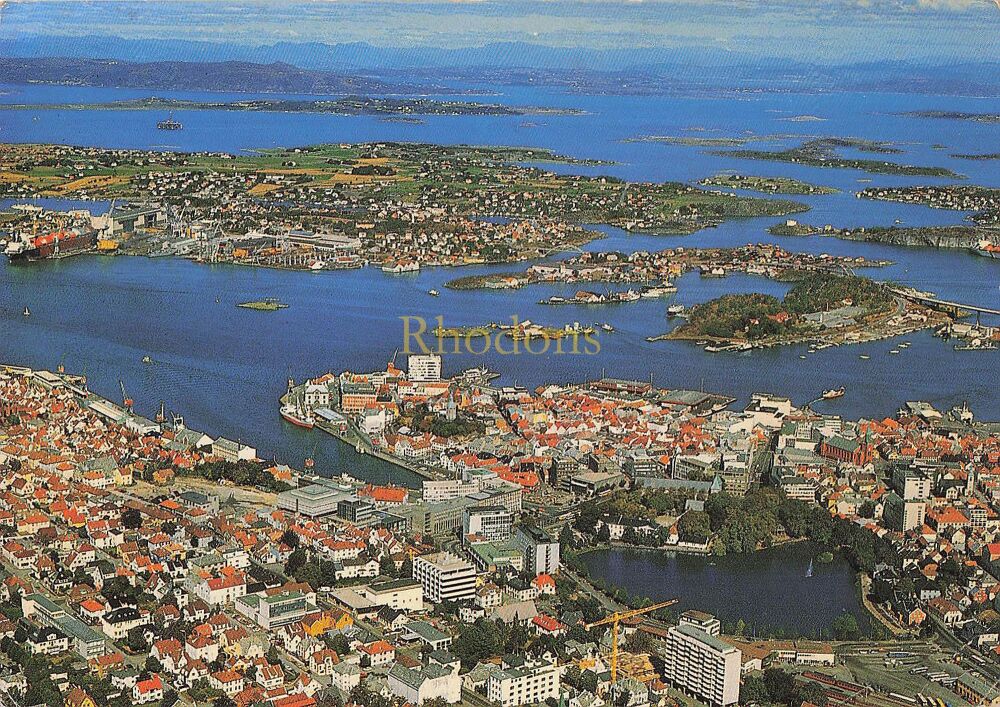 Stavanger, Norway - 1970s Aerial View Photo Postcard