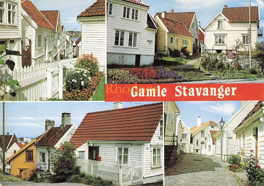 Old Town Stavanger, Norway - 1970s Multiview Photo Postcard