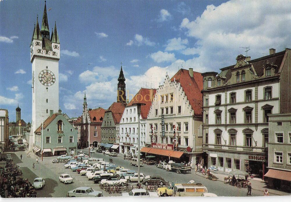 Straubing, Germany - Ludwigplatz - Circa 1970s Colour Photo Postcard