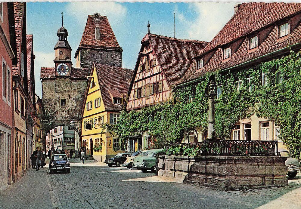 Rothenburg ob der Tauber, Germany - Rodergasse mit Markusturm -1960s Postcard