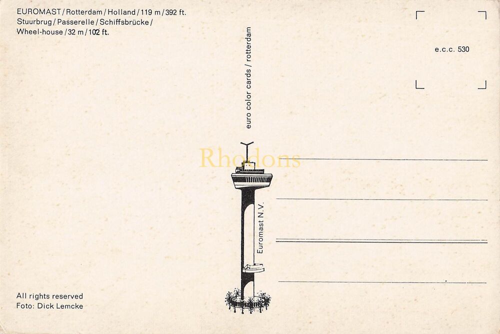 Euromast, Rotterdam, Holland - Photo Postcard