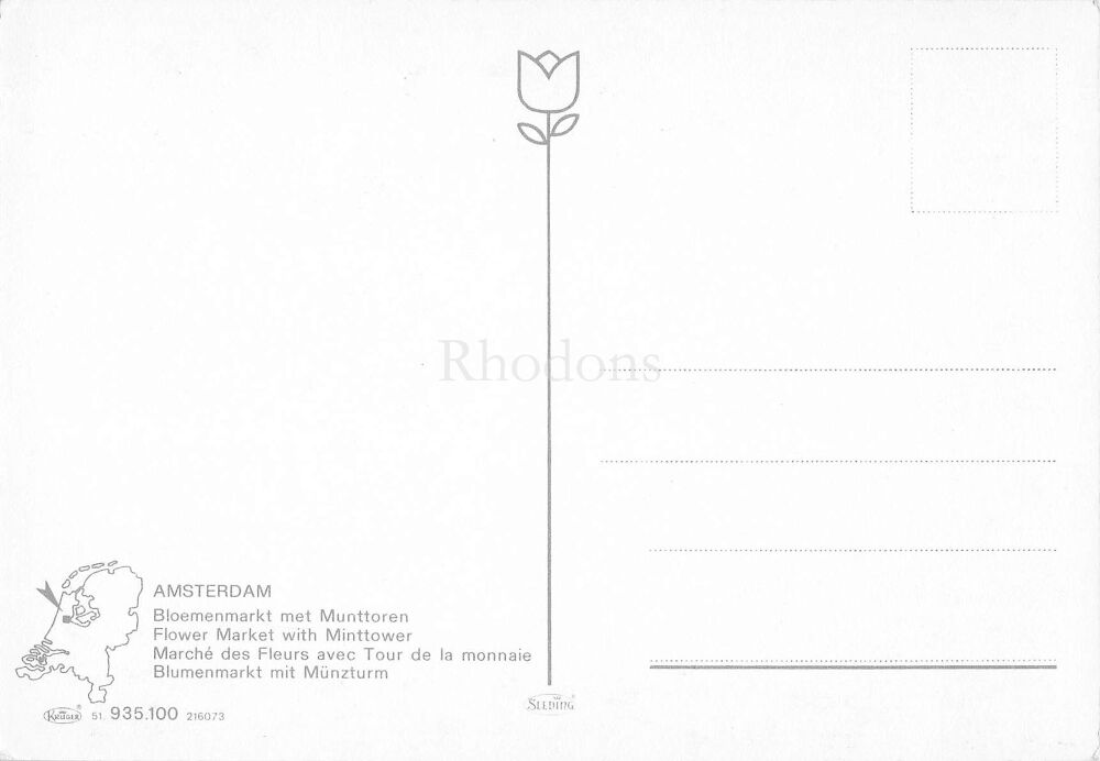 Amsterdam, Holland - Flower Market with Minttower Photo Postcard